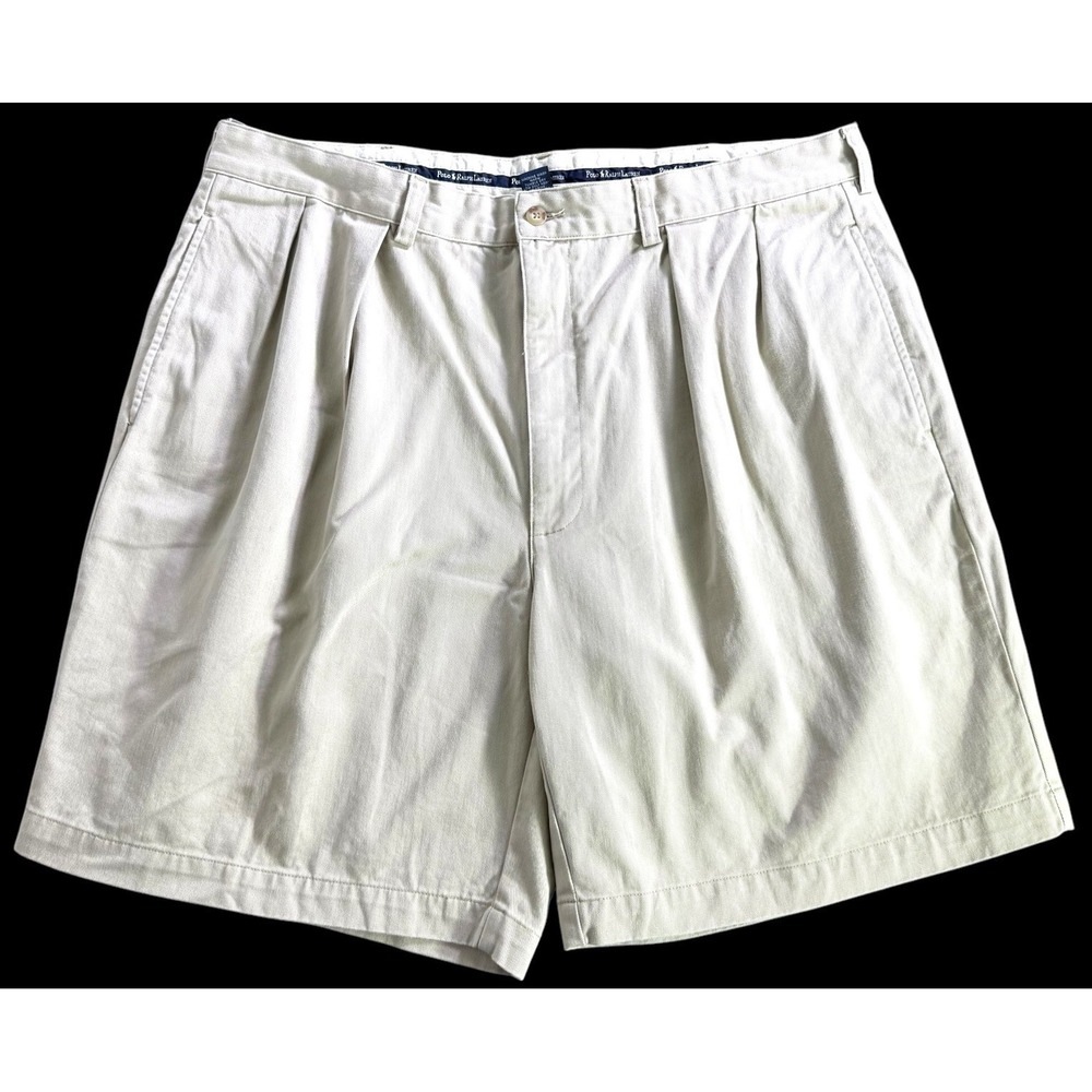 Polo Ralph Lauren Shorts Mens Size 40 Beige Khaki Polo Chino Flat Front Pony